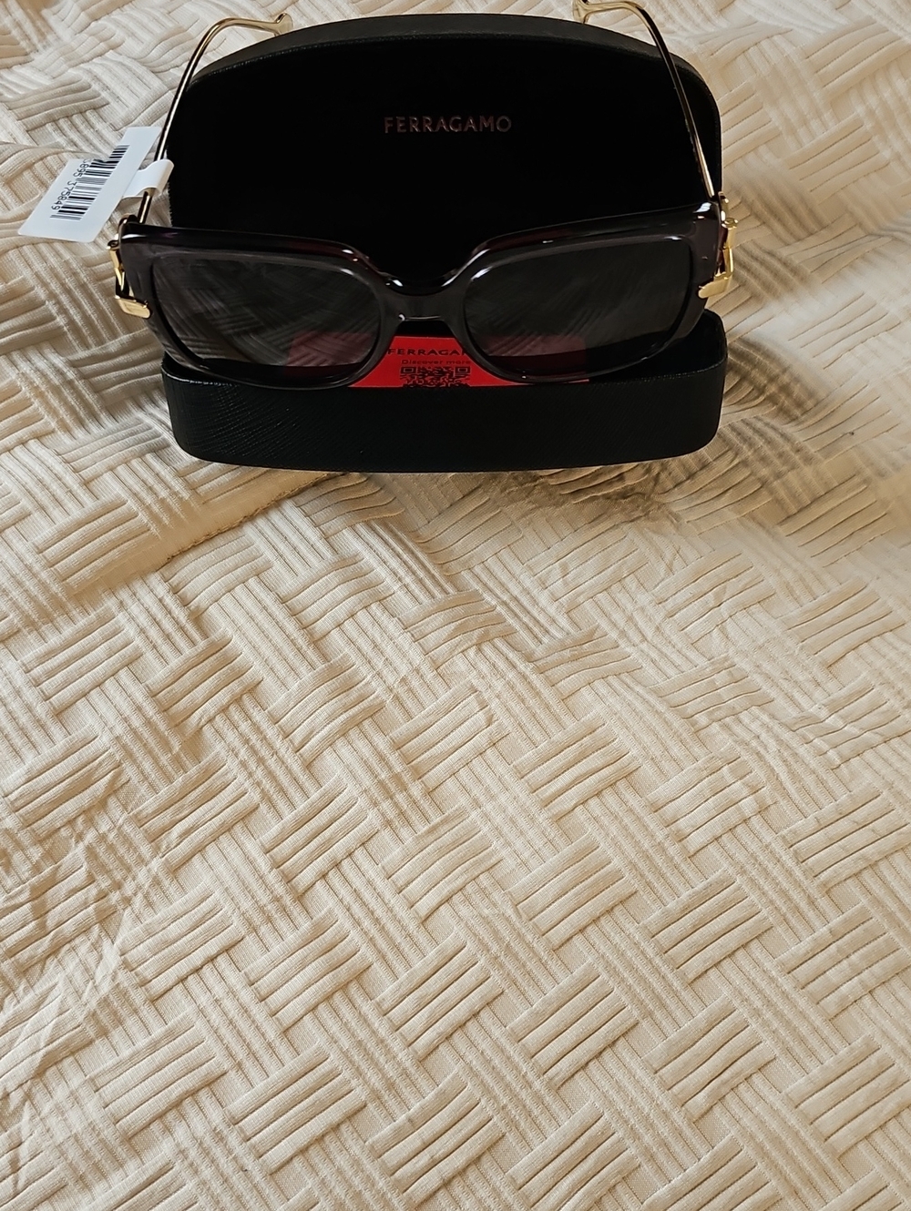 Salvatore Ferragamo Gray Sunglasses with Gold Accents